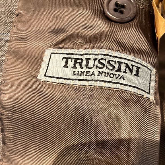 Trussini Linea Nuova 44L Gray Plaid Sports Coat Blazer 100% Lana Wool Italian - Picture 4 of 13